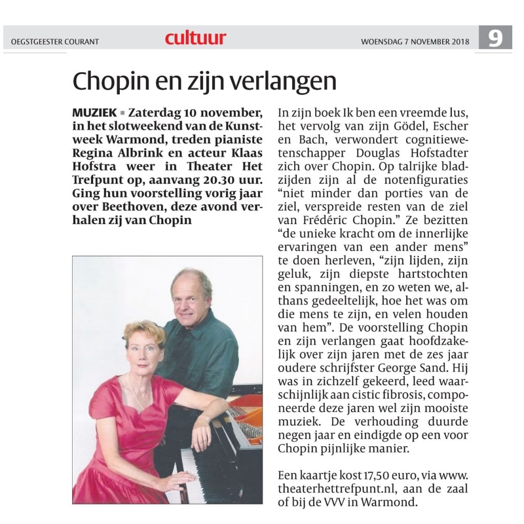 Chopin en zijn verlangen Artikel 07-11-2018